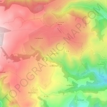 Luzargues topographic map, elevation, terrain