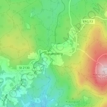 Frauenberg topographic map, elevation, terrain