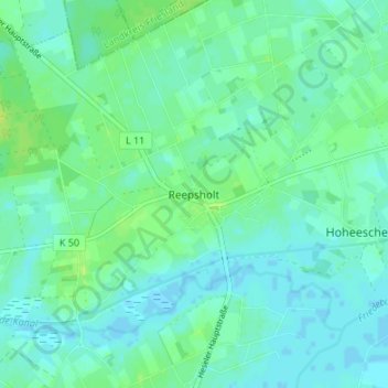 Reepsholt topographic map, elevation, terrain