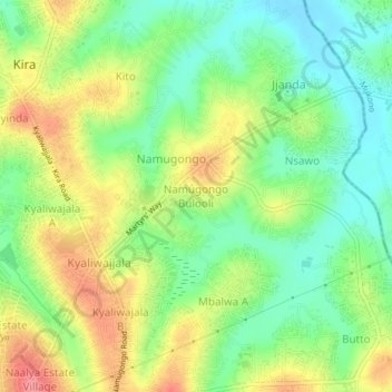 Namugongo Bulooli topographic map, elevation, terrain