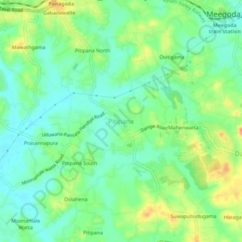 Pitipana topographic map, elevation, terrain