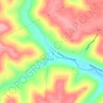 Beasley Fork topographic map, elevation, terrain