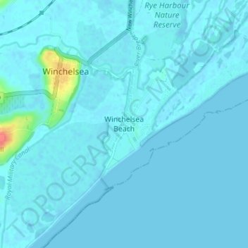 Winchelsea Beach topographic map, elevation, terrain