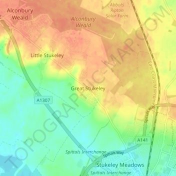 Great Stukeley topographic map, elevation, terrain