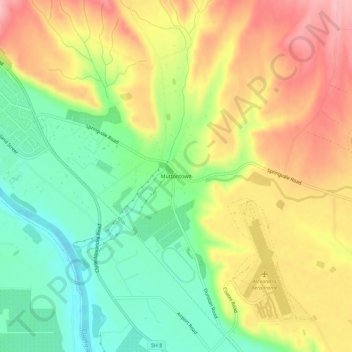 Muttontown topographic map, elevation, terrain