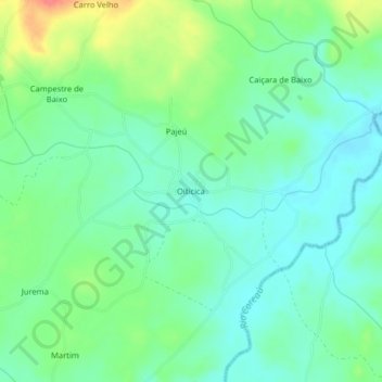 Oiticica topographic map, elevation, terrain