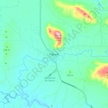Pignon topographic map, elevation, terrain