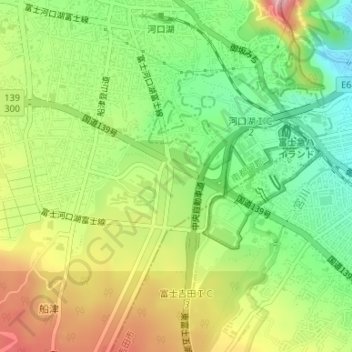 Fuji mountain topographic map, elevation, terrain