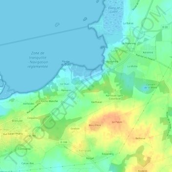 Kerhars topographic map, elevation, terrain