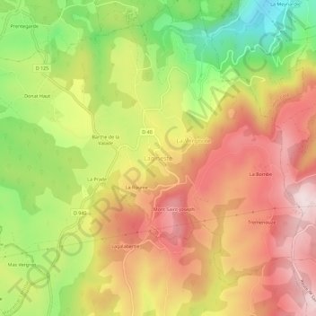 Lagineste topographic map, elevation, terrain