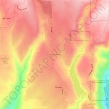 Paradise Pines topographic map, elevation, terrain