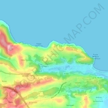 Tereñes topographic map, elevation, terrain