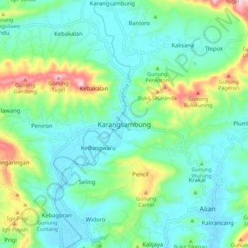Karangsambung topographic map, elevation, terrain