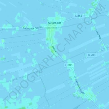 Colmar topographic map, elevation, terrain