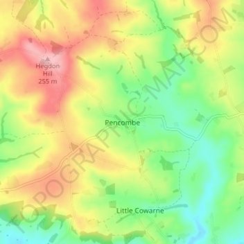 Pencombe topographic map, elevation, terrain
