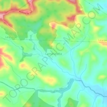 Camaratuba topographic map, elevation, terrain