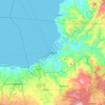 Iligan topographic map, elevation, terrain