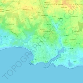 Lanvar topographic map, elevation, terrain