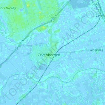 Zevenbergen topographic map, elevation, terrain