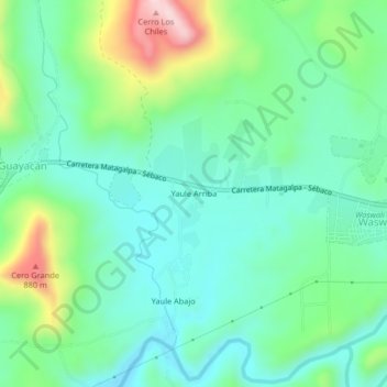 Yaule Arriba topographic map, elevation, terrain