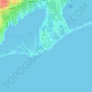 Quonochontaug topographic map, elevation, terrain