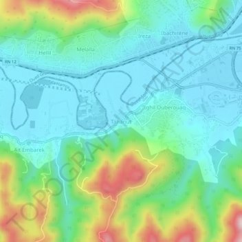 Taḥanut topographic map, elevation, terrain