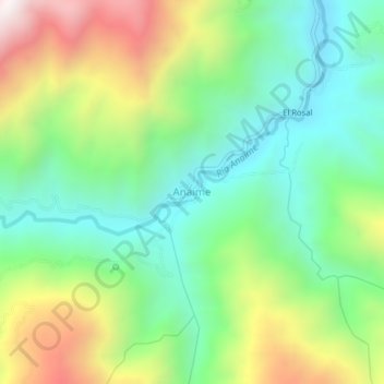 Anaime topographic map, elevation, terrain