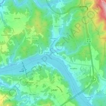Lixa topographic map, elevation, terrain