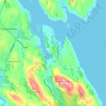 Skogsvåg topographic map, elevation, terrain