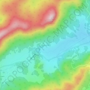 Alpine Way topographic map, elevation, terrain