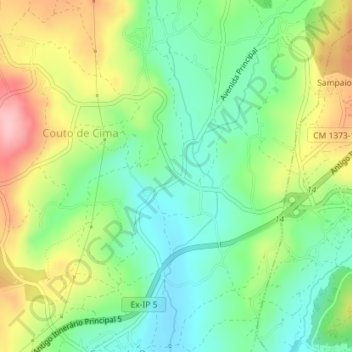 Couto de Cima topographic map, elevation, terrain
