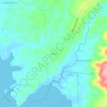 Lawi topographic map, elevation, terrain