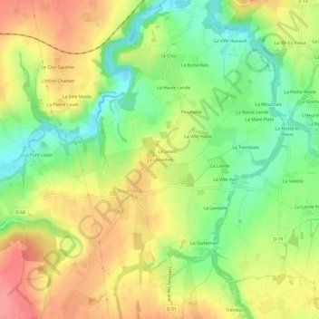 La Louvelais topographic map, elevation, terrain