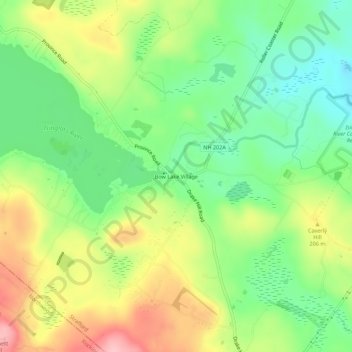 Bow Lake Village topographic map, elevation, terrain
