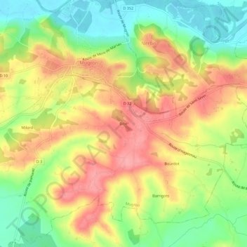 Bibe topographic map, elevation, terrain
