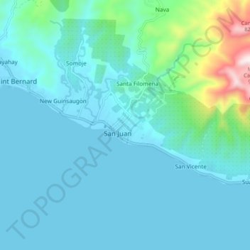 San Juan topographic map, elevation, terrain