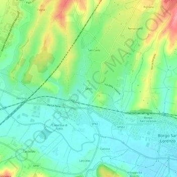 Senni topographic map, elevation, terrain