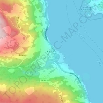 Redalen topographic map, elevation, terrain