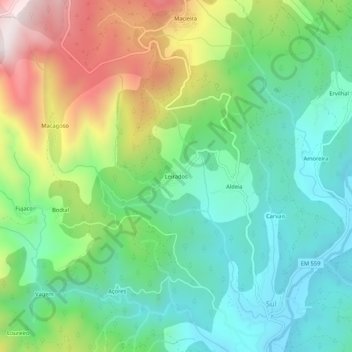 Leirados topographic map, elevation, terrain