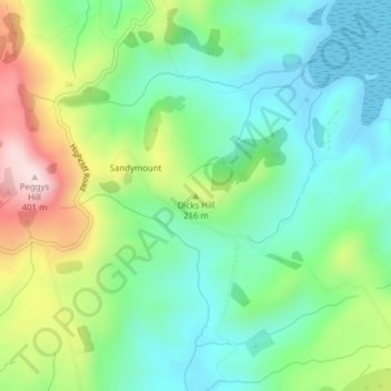 Dicks Hill topographic map, elevation, terrain
