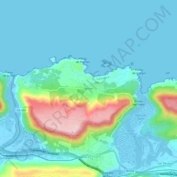 Pechón topographic map, elevation, terrain