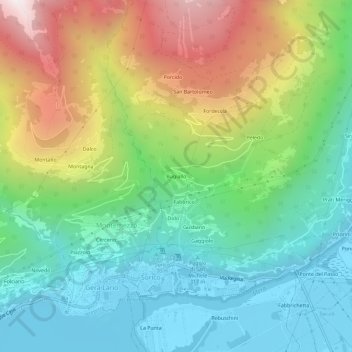 Bugiallo topographic map, elevation, terrain