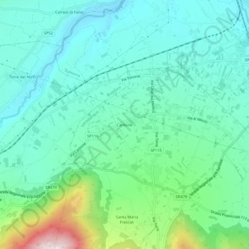 Cantone topographic map, elevation, terrain