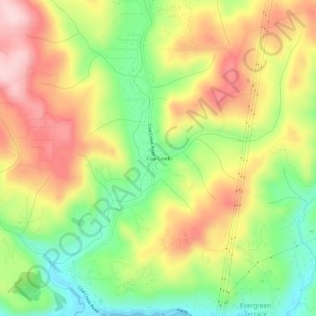 Coal Creek topographic map, elevation, terrain