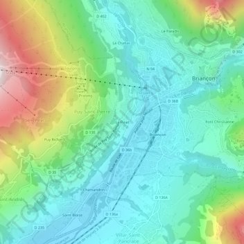 Le Pinet topographic map, elevation, terrain
