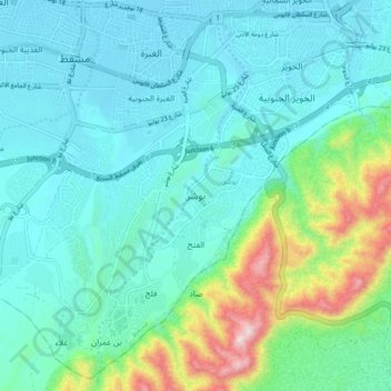 Bawshar topographic map, elevation, terrain