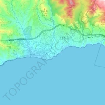 Nerja topographic map, elevation, terrain