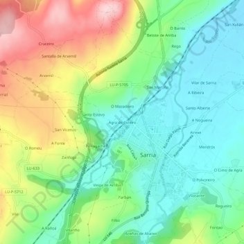 Agra de Celeiro topographic map, elevation, terrain