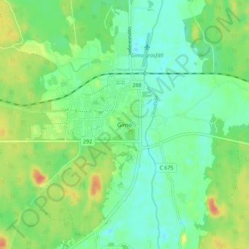 Gimo topographic map, elevation, terrain