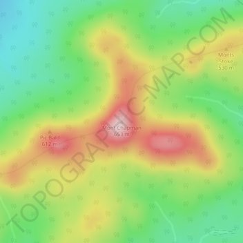 Mont Chapman topographic map, elevation, terrain